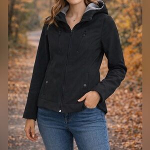 Sebby Black Hooded Winter Jacket | Women’s XS | Fitted Cold Weather Coat